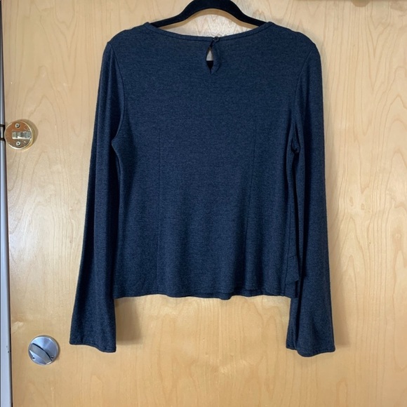 Gay Giano Charcoal Grey Angora Wool Ruffle Scoopneck Sweater - Picture 3 of 11